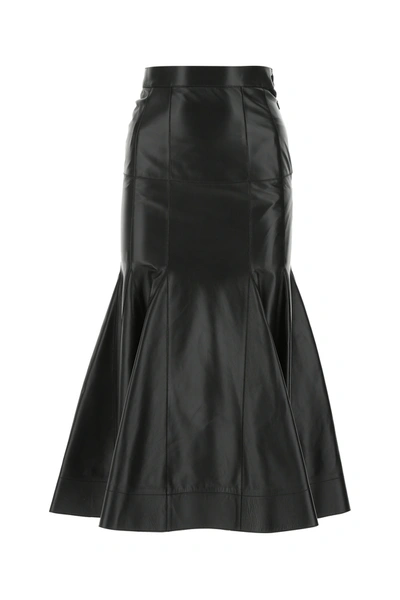 Shop Loewe Black Leather Skirt Black  Donna 34f