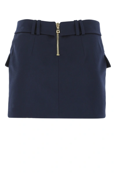 Shop Balmain Navy Blue Wool Mini Skirt Nd  Donna 34f