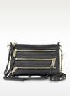 REBECCA MINKOFF Black Leather Mini 5 Zip Crossbody Bag