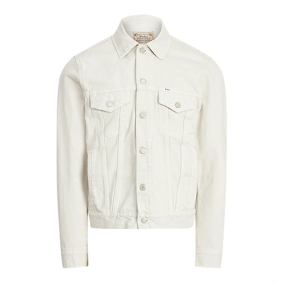 Shop Ralph Lauren Garment-dyed Denim Trucker Jacket In Adamson Classic Stone