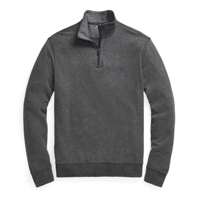 Shop Polo Ralph Lauren Luxury Jersey Quarter-zip Pullover In Dark Grey Heather