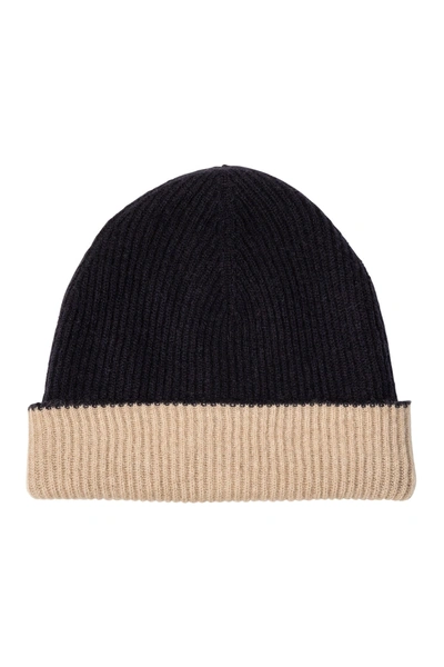 Shop Amicale Cashmere Double Layer Knit Cuff Hat In 413nvybr
