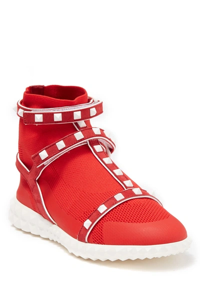 Shop Valentino Studded Cage Stretch Sneaker In Rosa