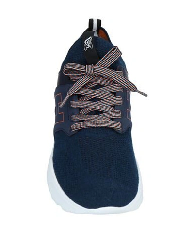 Shop Hogan Man Sneakers Midnight Blue Size 8 Textile Fibers, Soft Leather