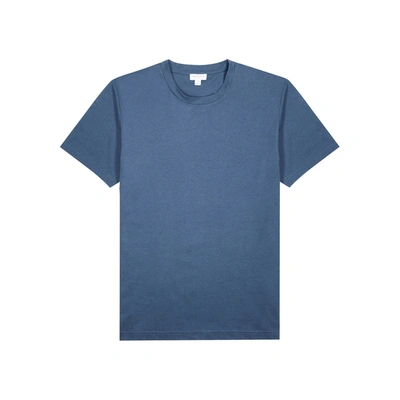 Shop Sunspel Riviera Blue Cotton T-shirt
