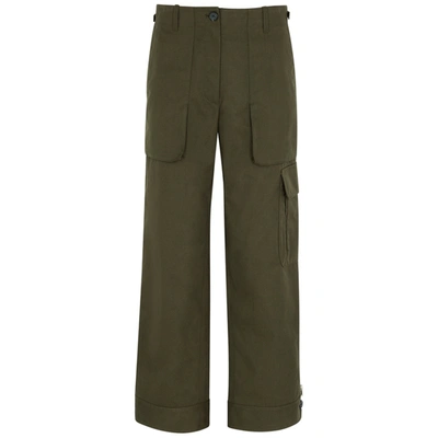 Shop Helmut Lang Army Green Twill Cargo Trousers