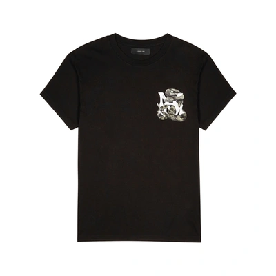 Shop Amiri Black Printed Cotton T-shirt