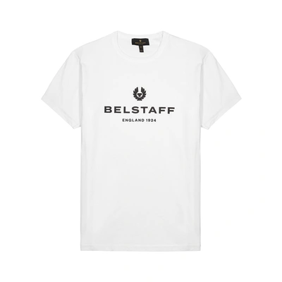 Shop Belstaff White Logo-print Cotton T-shirt