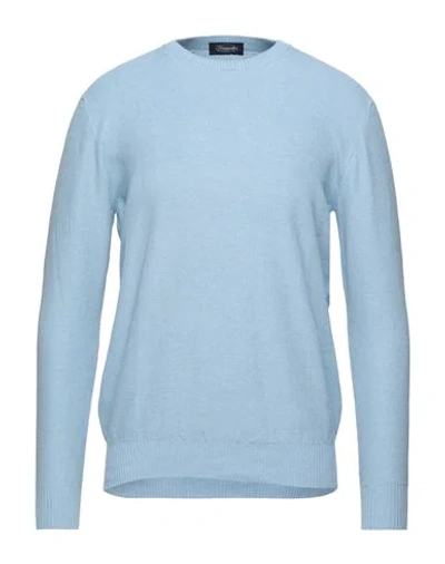 Shop Drumohr Man Sweater Sky Blue Size 42 Cotton