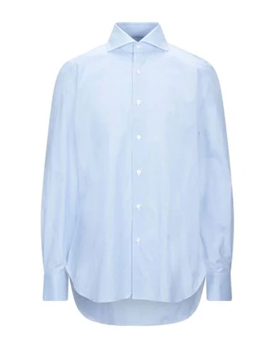 Shop Finamore 1925 Patterned Shirt In Sky Blue