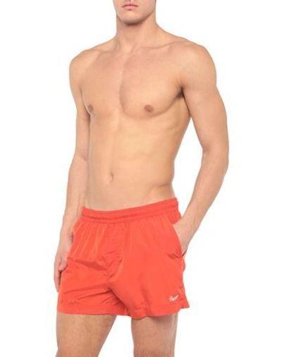 Shop Ermenegildo Zegna Swim Trunks In Orange