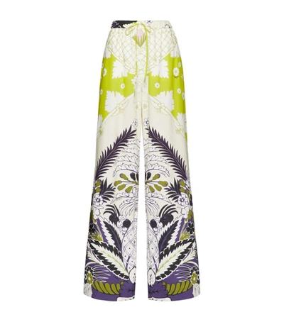 Shop Valentino Printed Wide-leg Trousers
