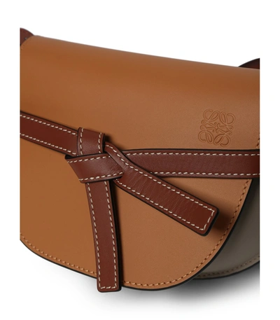 Shop Loewe Mini Gate Dual Bag In Amber/light Grey