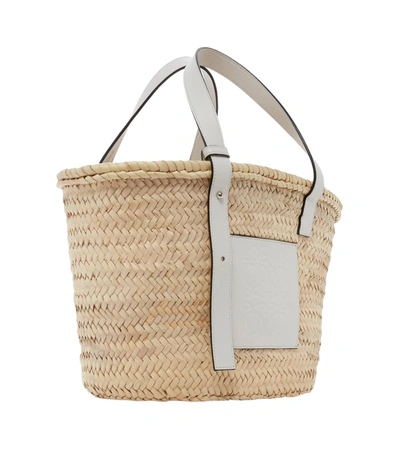 Shop Loewe White And Natural Basket Bag In Neutral