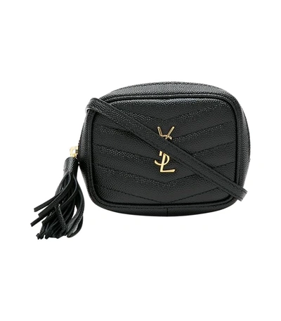 SAINT LAURENT Grain De Poudre Monogram Chain Wallet Powder