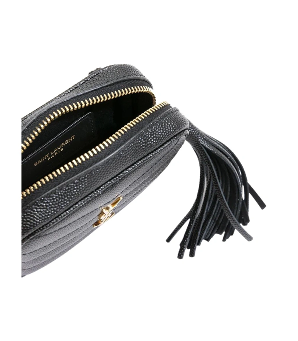 Saint Laurent Monogram Ysl Grain De Poudre Key Pouch On Chain In Black ModeSens