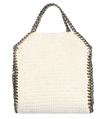 Shop Stella Mccartney Floral Crochet Falabella Tote In Ivory