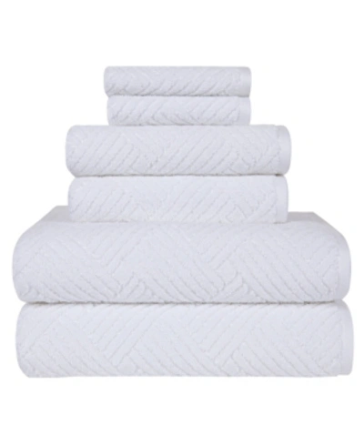Shop American Dawn Seymour Textured Basket Weave Bath Towel Set, 6 Piece In White