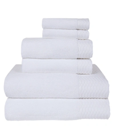 Shop American Dawn Kelso Solid With Wave Jacquard Cuff Bath Towel Set, 6 Piece In White