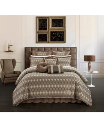 Shop Chic Home Sue 9 Piece Comforter Set, Queen In Medium Brown