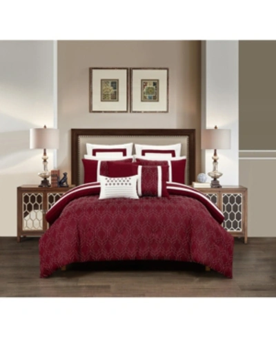 Shop Chic Home Arlow Bed In A Bag 12 Piece Comforter Set, Queen In Red