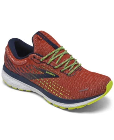 Shop Brooks Men's Ghost 13 Running Sneakers From Finish Line In Tomato, Navy
