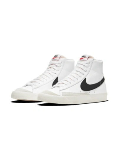 Shop Nike Men's Blazer Mid 77 Vintage-like Casual Sneakers From Finish Line In White, Black
