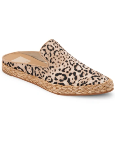 Shop Dolce Vita Odis Slip-on Jute Mules Women's Shoes In Beige Leopard Canvas