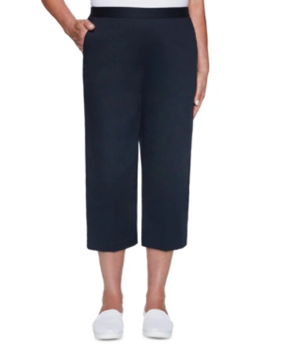 Shop Alfred Dunner Women's Missy Classics Twill Trouser Pocket Capri Pants In Navy