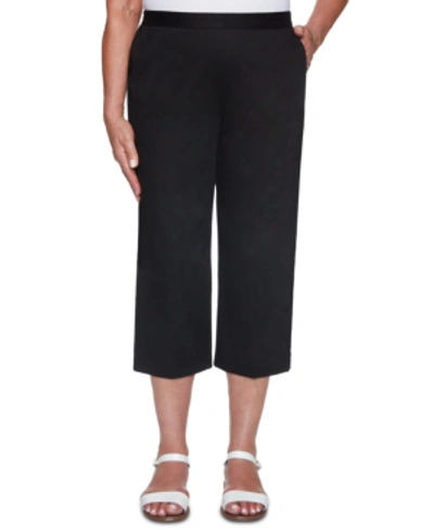Shop Alfred Dunner Women's Missy Classics Twill Trouser Pocket Capri Pants In Black