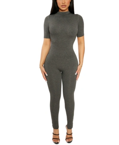Shop Naked Wardrobe Sweet T Jumpsuit In Charcoal