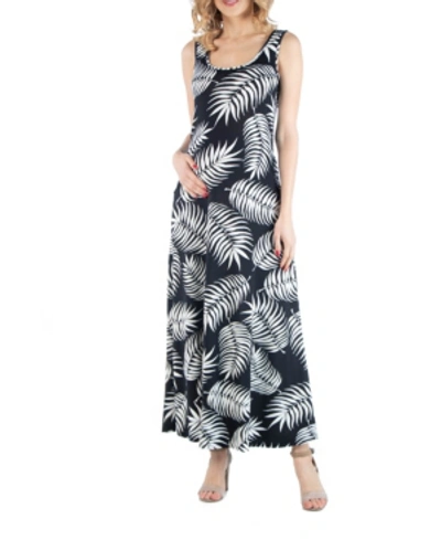 Shop 24seven Comfort Apparel Sleeveless Botanical Print Maternity Maxi Dress With Pockets