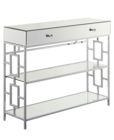 Shop Convenience Concepts Town Square 1 Drawer Mirrored Console Table In Silver-tone