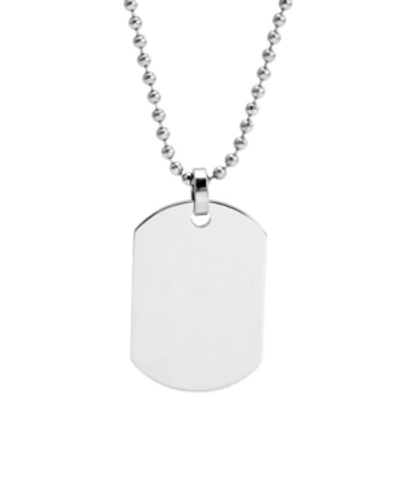 Shop Eve's Jewelry Men's Small Stainless Steel Dog Tag Necklace In Silver-tone