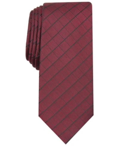 Shop Alfani Men's Vendetta Grid Tie, Created For Macy's In Burgundy
