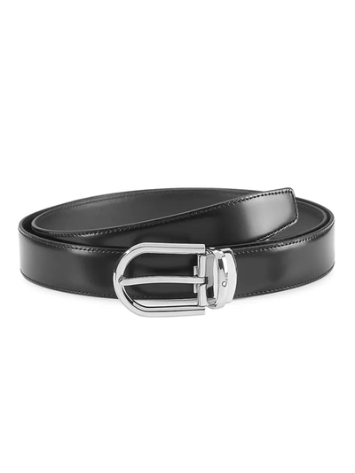 Shop Montblanc Men's Horseshoe Leather Belt In Black