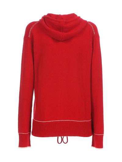 Shop Marni Women's Cashmere Embroidered Logo Zip Up Hoodie In Red