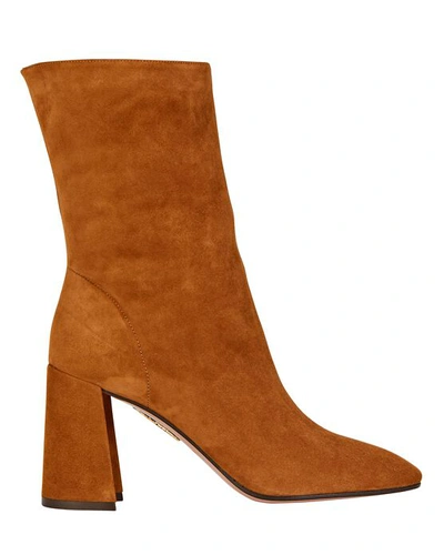 Shop Aquazzura Boogie 85 Suede Ankle Boots In Brown