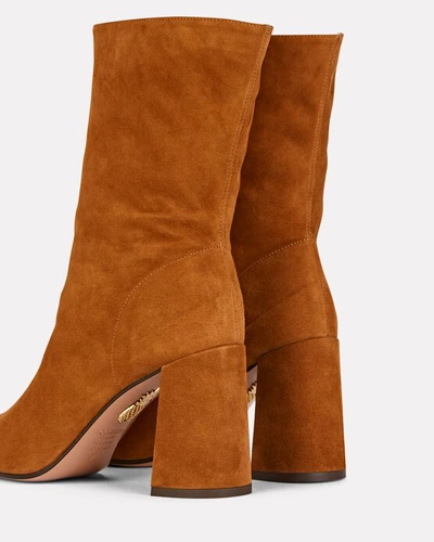 Shop Aquazzura Boogie 85 Suede Ankle Boots In Brown