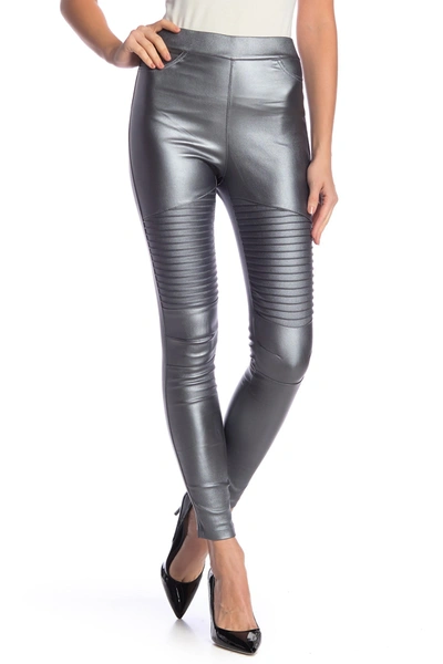 Ooberswank Coated High Waisted Moto Leggings In Dark Silver ModeSens
