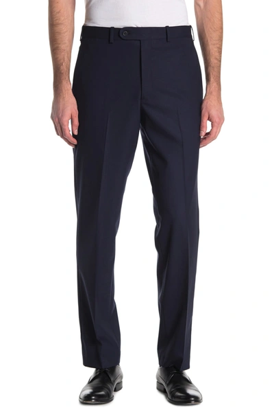 Jb Britches Wool Blend Flat Front Trousers In Navy