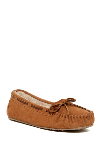 Shop Minnetonka Junior Trapper Faux Fur Lined Moccasin Slipper In Cinnamon