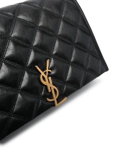 Shop Saint Laurent Becky Mini Leather Shoulder Bag In Black