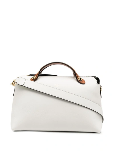 Shop Fendi By The Way Leather Boston Bag In White