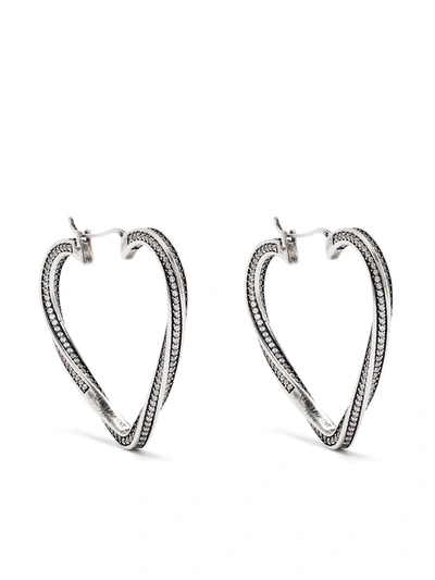 Shop Saint Laurent Heart Earrings In Silver