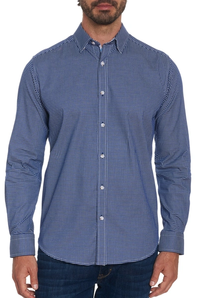 Shop Robert Graham Check Augusto Tailored Fit Shirt In Navy