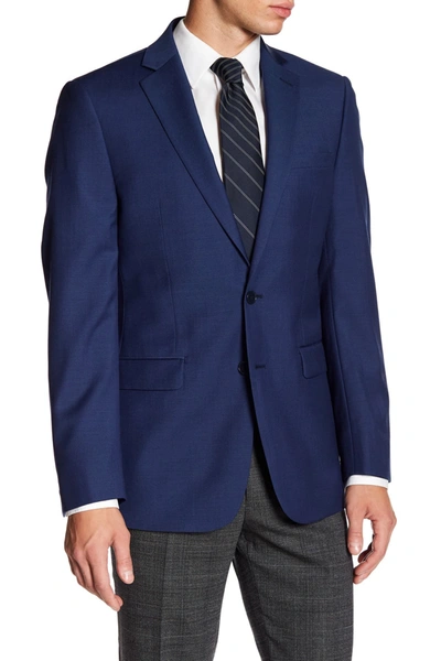 Shop Calvin Klein Solid Blue Wool Suit Suit Separates Jacket