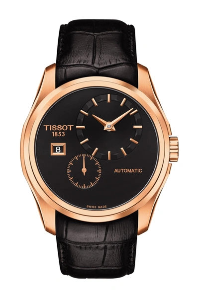 Shop Tissot Couturier Automatic Embossed Leather Strap Watch, 39mm