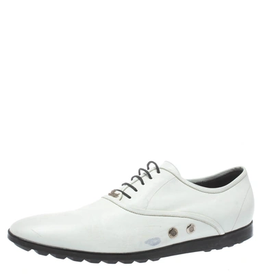Pre-owned Gucci White Leather Lace Up Oxfords Size 44.5