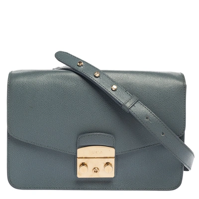 Pre-owned Furla Blue Leather Metropolis Shoulder Bag